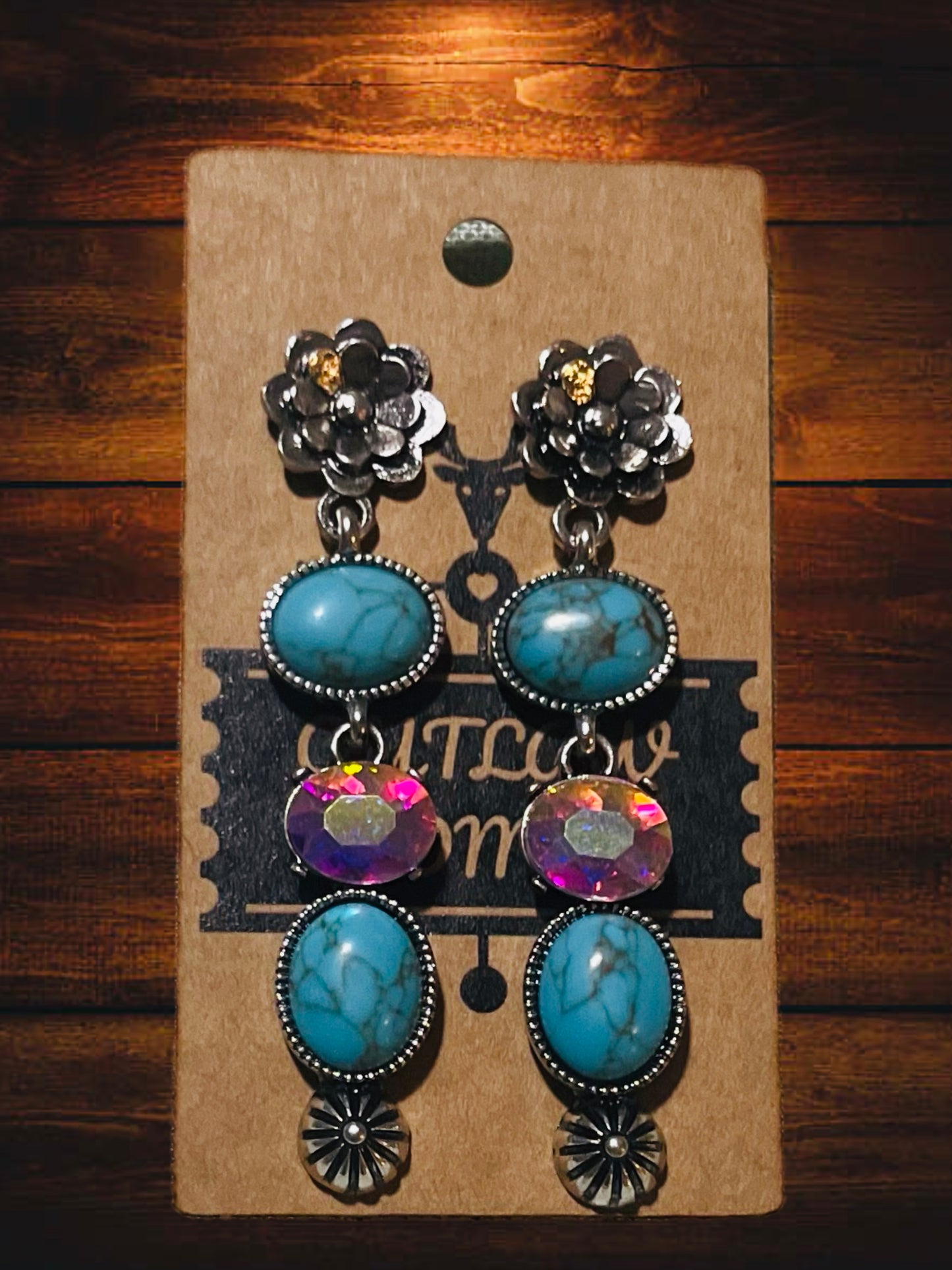 BLINGY GLASS STONE| COLORED STONE DROP POST EARRINGS| WESTERN| RODEO