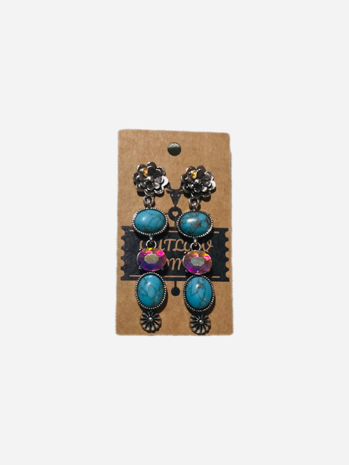 BLINGY GLASS STONE| COLORED STONE DROP POST EARRINGS| WESTERN| RODEO